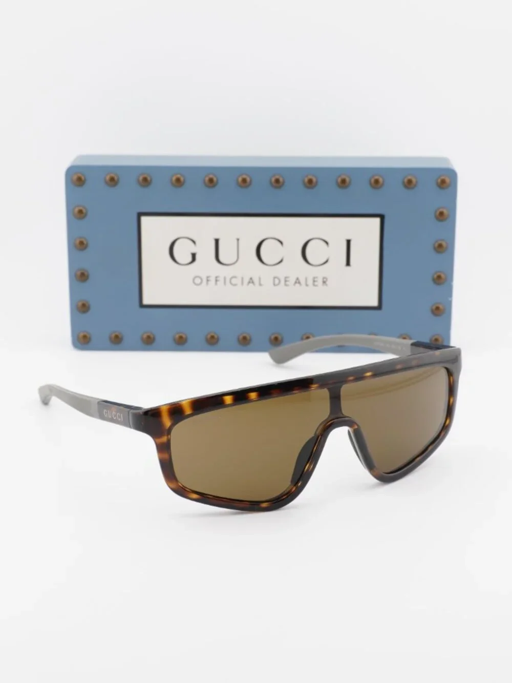 Gucci GG1736S 002 Shield Sunglasses - Havana / Brown